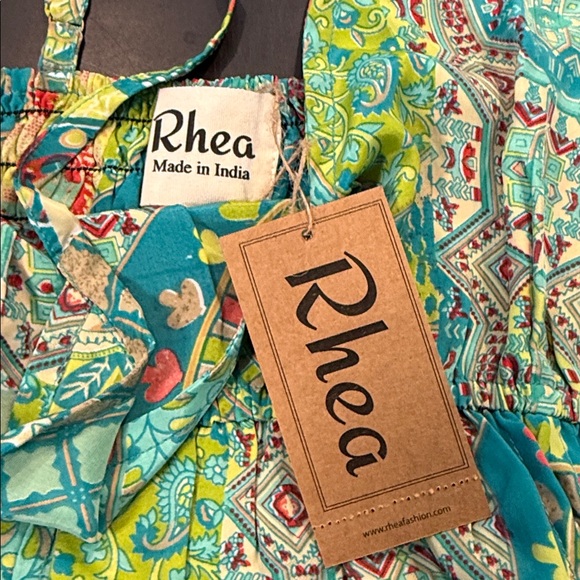 RHEA Green Patterned Maxi BOHO DRESS NWT size Small - Picture 7 of 9